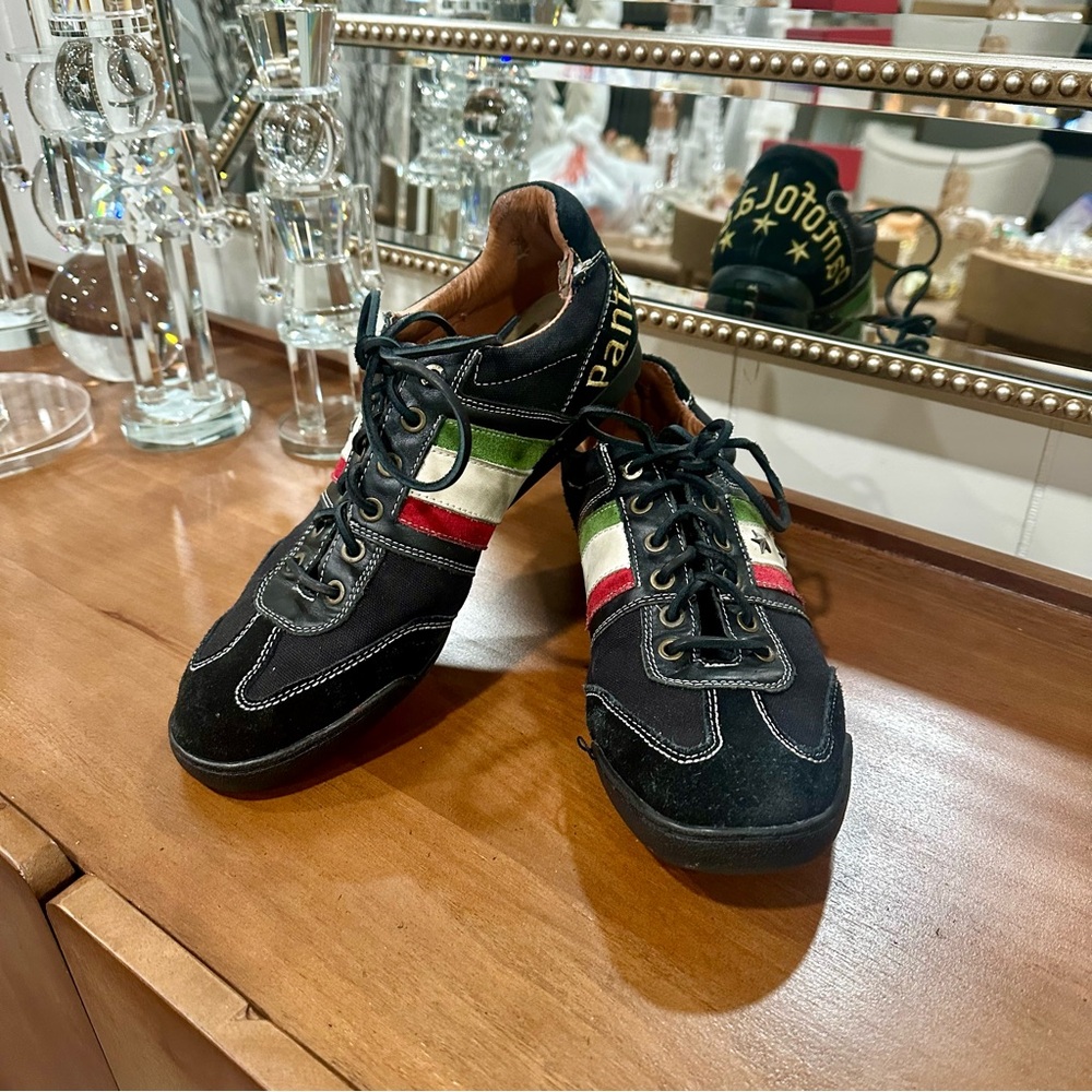Pantofola D'Oro Italia Mens Black Leather Sneaker Shoes Sz US 11 Euro 44